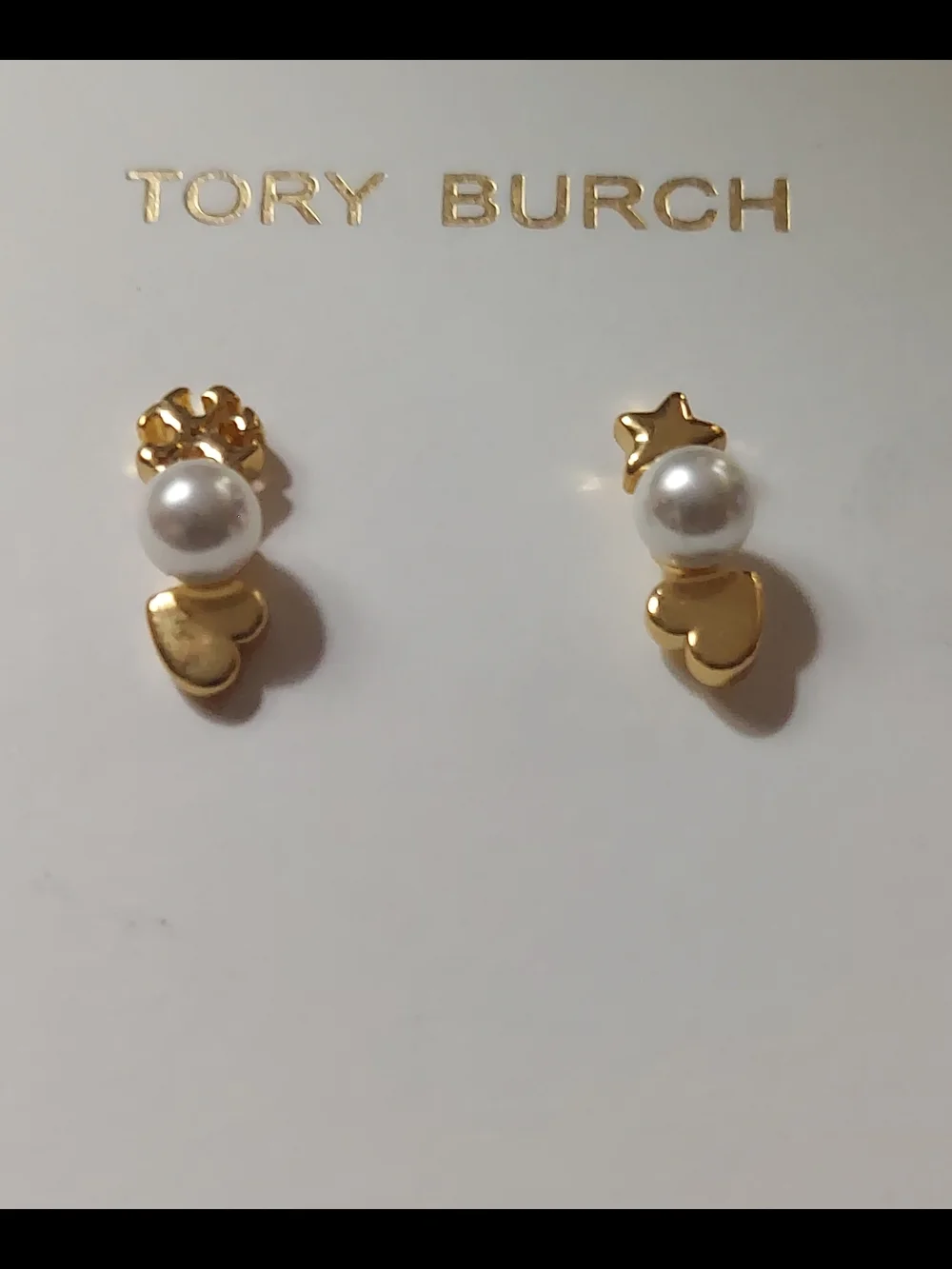 Tory Burch Gold-tone Pearl Heart & Star Stud Earrings